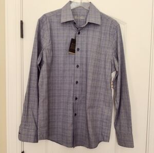 NWT Tasso Elba Men's Long Sleeve Plaid 100% Cotton Shirt Sz S